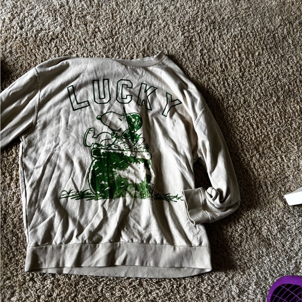 Peanuts Beige and Green Casual Tee
